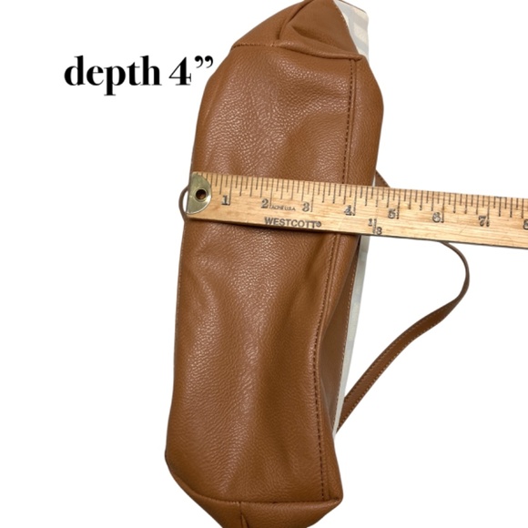 bag tote NINE WEST 10x16x4 canvas faux leather vegan shoulder straps - Picture 4 of 15